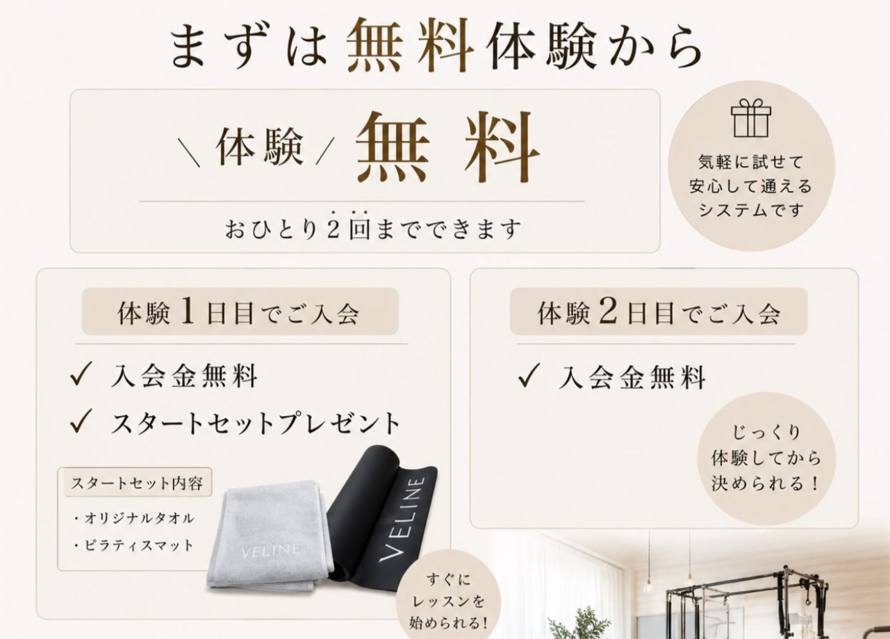 体験後当日入会キャンペーンの内容（無料体験・入会特典）